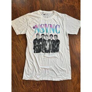 NSYNC White Graphic Band T-Shirt M 100% Cotton Crew Neck Short Sleeve Casual